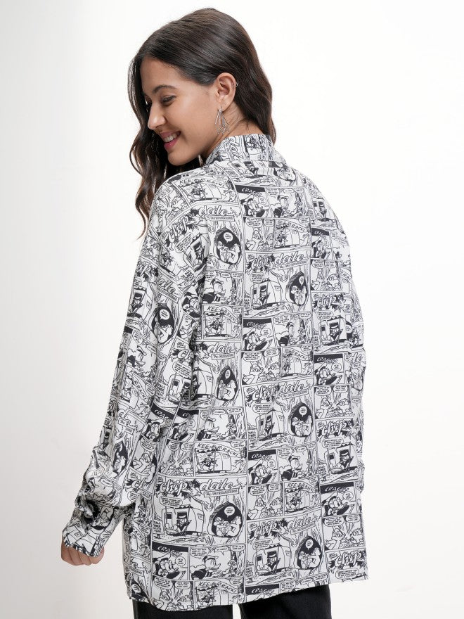 Disney By Tokyo Talkies Women White Donald Duck Printed Casual Shirt - White - Image 3