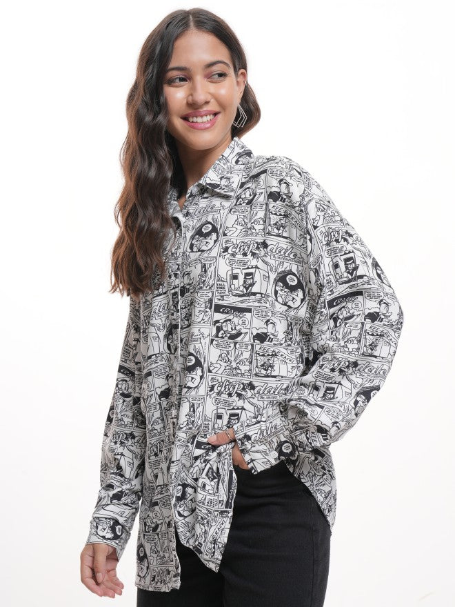 Disney By Tokyo Talkies Women White Donald Duck Printed Casual Shirt - White - Image 4