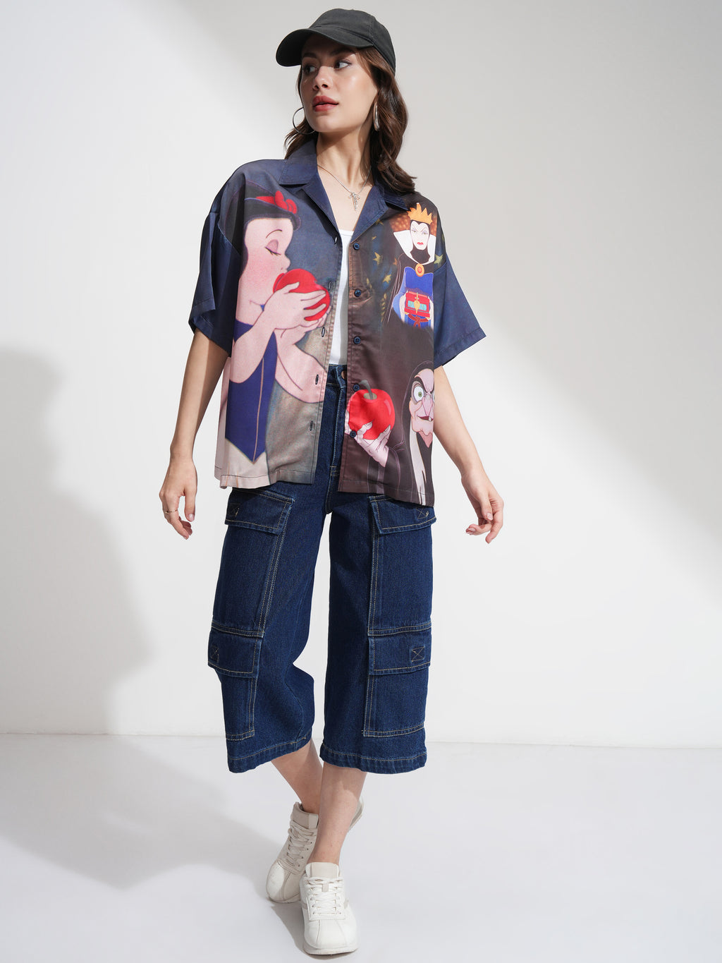 Disney By Tokyo Talkies Women Blue Snow White And Evil Queen Printed Casual Shirt - Blue - Image 2