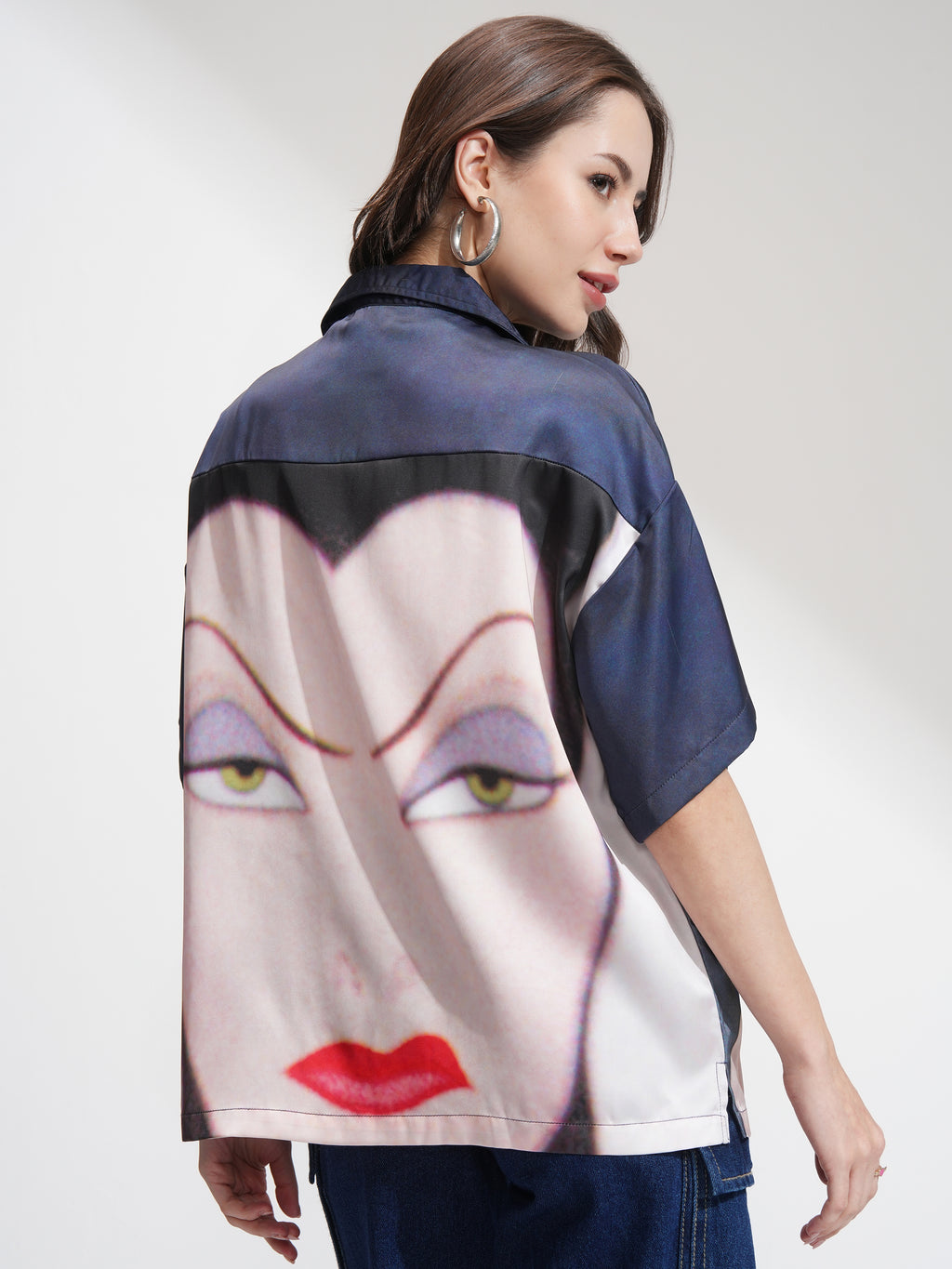 Disney By Tokyo Talkies Women Blue Snow White And Evil Queen Printed Casual Shirt - Blue - Image 3