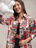 Disney By Tokyo Talkies Women Maroon Mickey Mouse Printed Casual Shirt - Maroon - Image 1