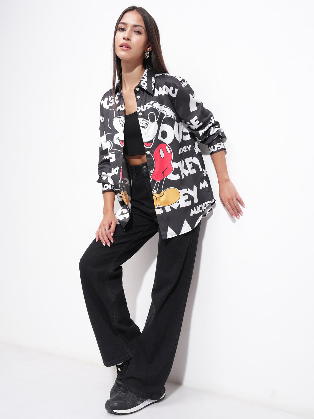 Disney By Tokyo Talkies Women White Mickey Mouse Printed Casual Shirt - White - Image 2