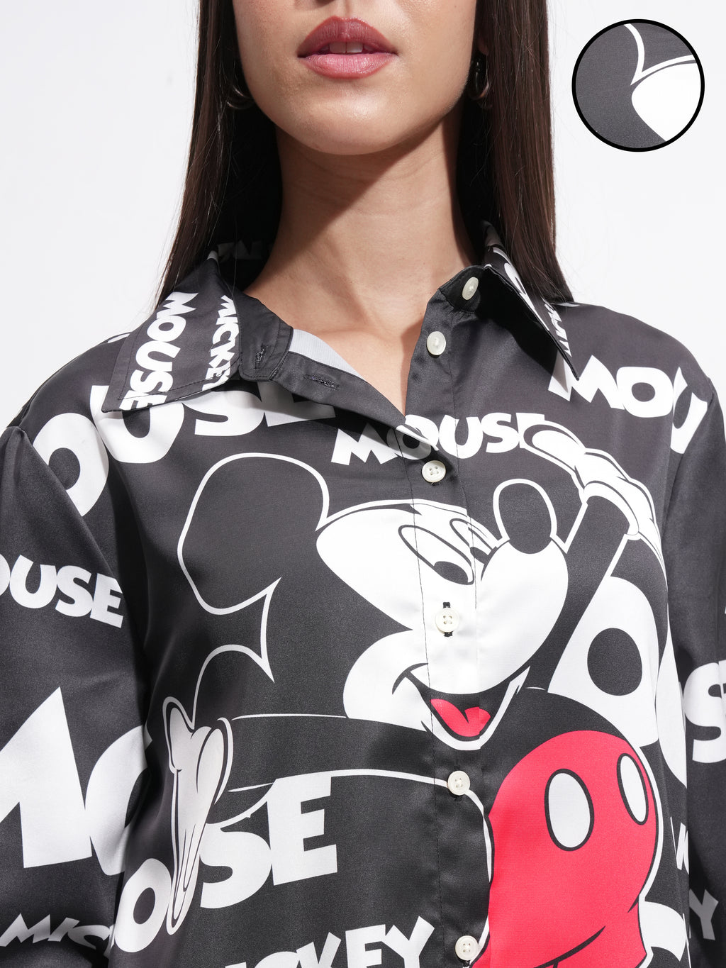 Disney By Tokyo Talkies Women White Mickey Mouse Printed Casual Shirt - White - Image 5