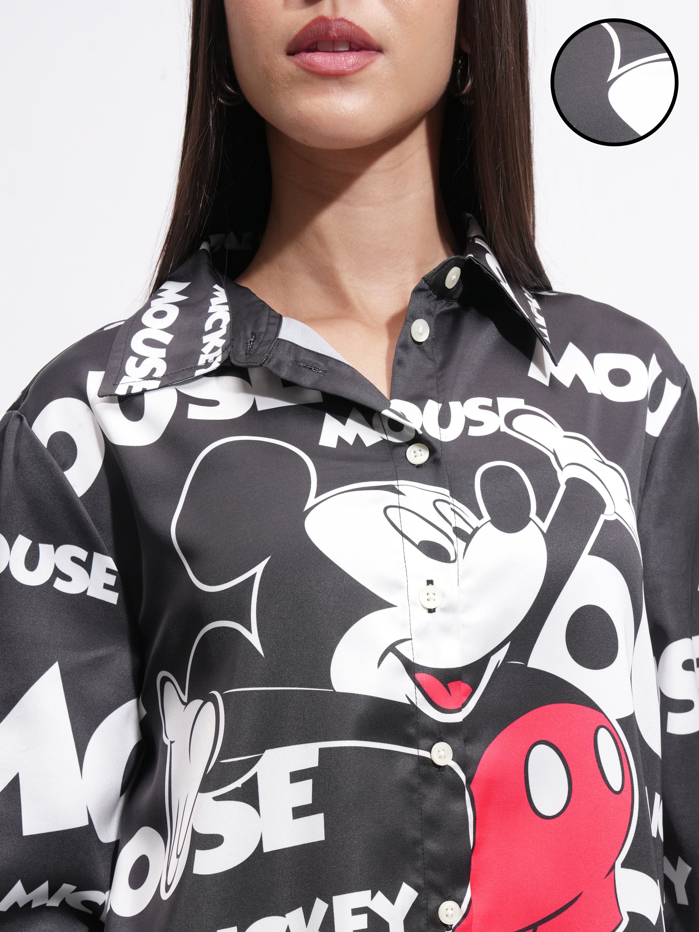 Disney By Tokyo Talkies Women White Mickey Mouse Printed Casual Shirt - White - Image 5