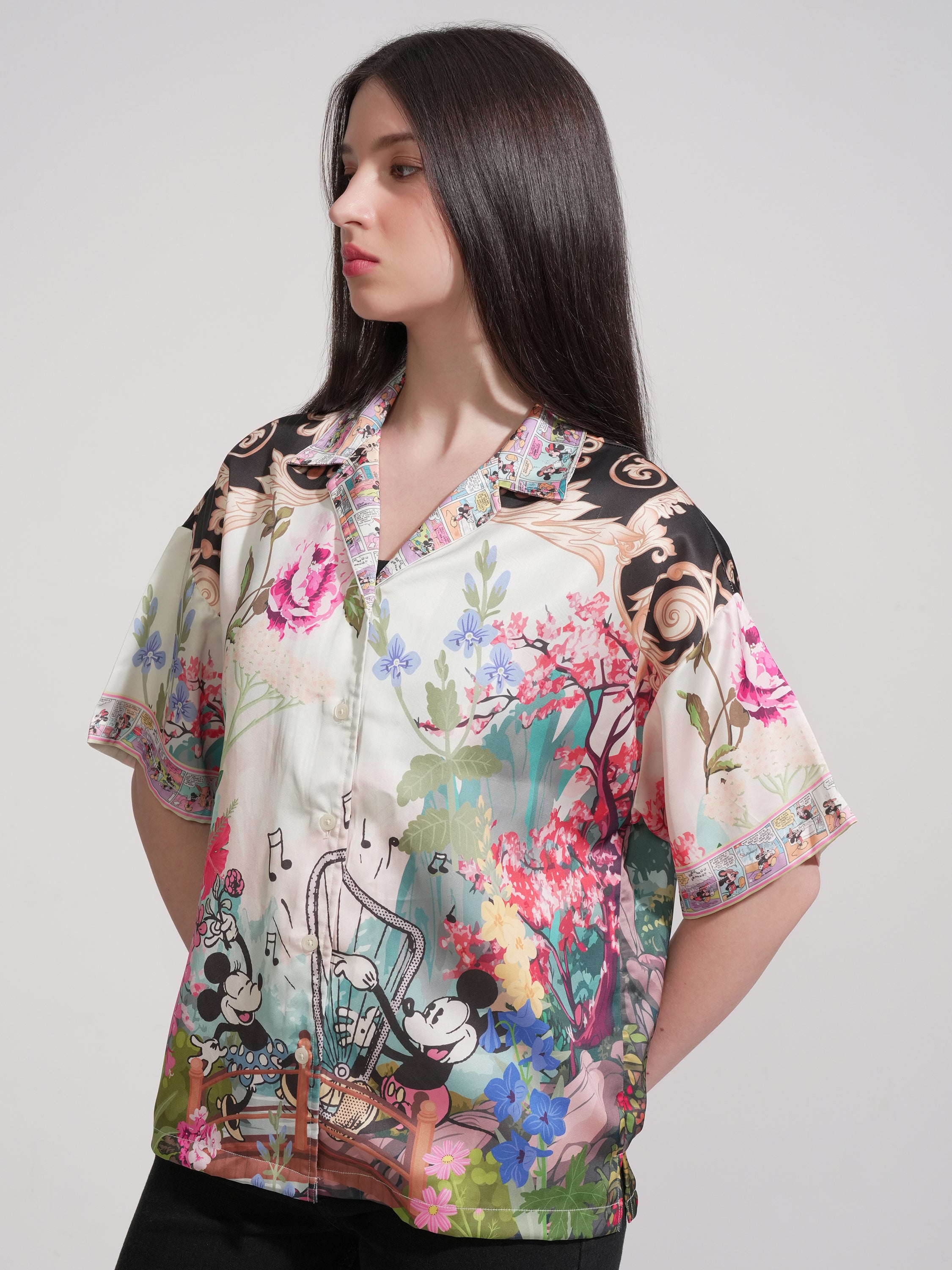 Disney By Tokyo Talkies Women White Mickey And Friends Printed Casual Shirt - White - Image 4