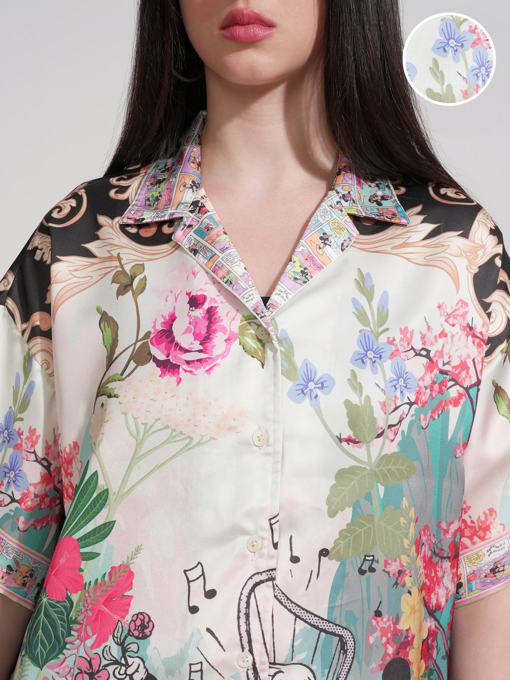 Disney By Tokyo Talkies Women White Mickey And Friends Printed Casual Shirt - White - Image 5