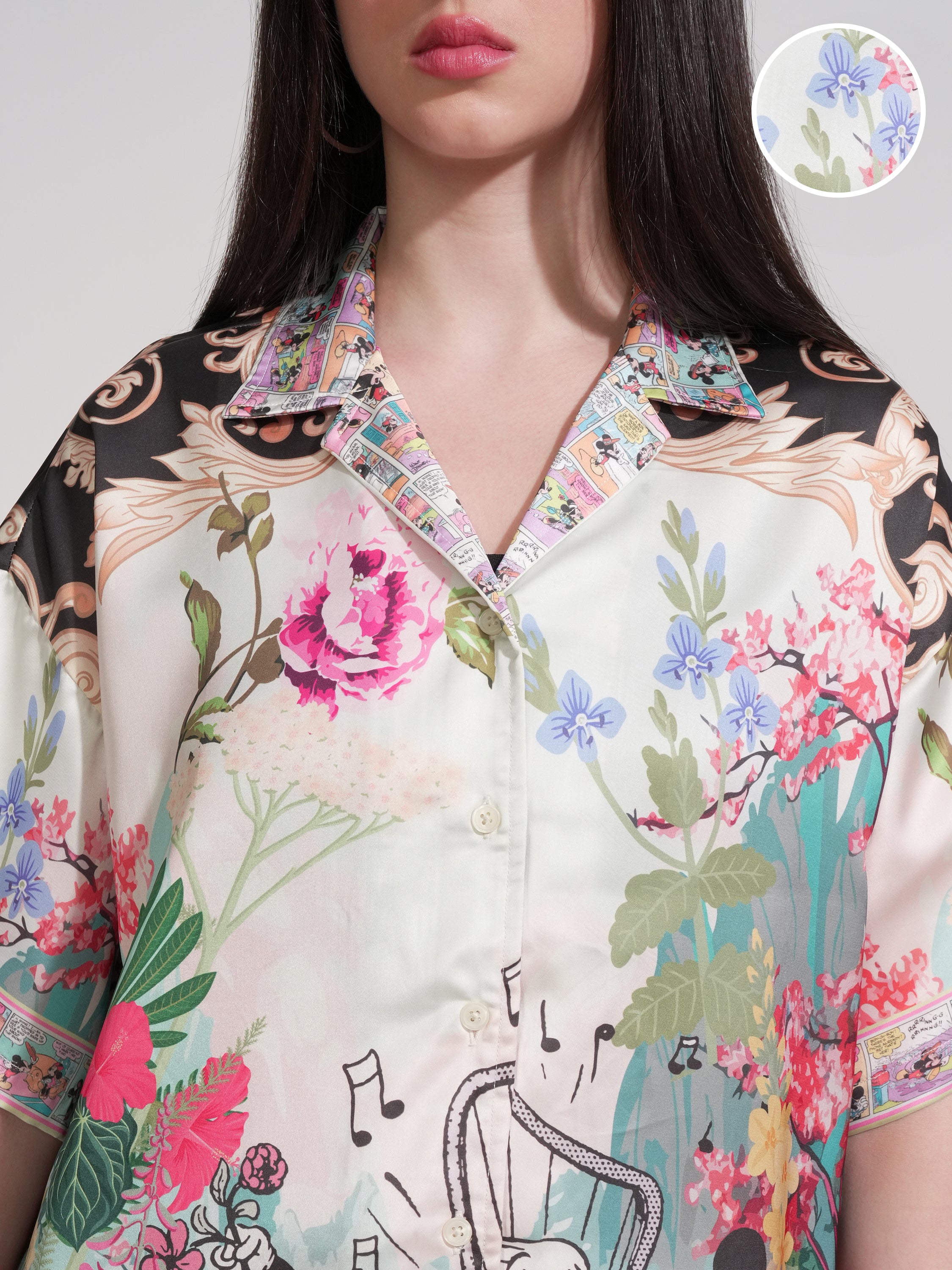 Disney By Tokyo Talkies Women White Mickey And Friends Printed Casual Shirt - White - Image 5