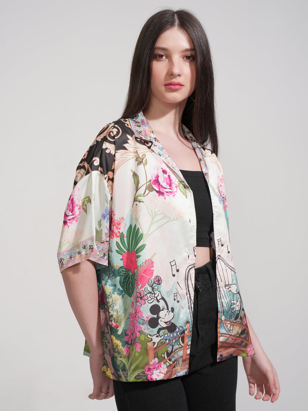 Disney By Tokyo Talkies Women White Mickey And Friends Printed Casual Shirt - White - Image 6