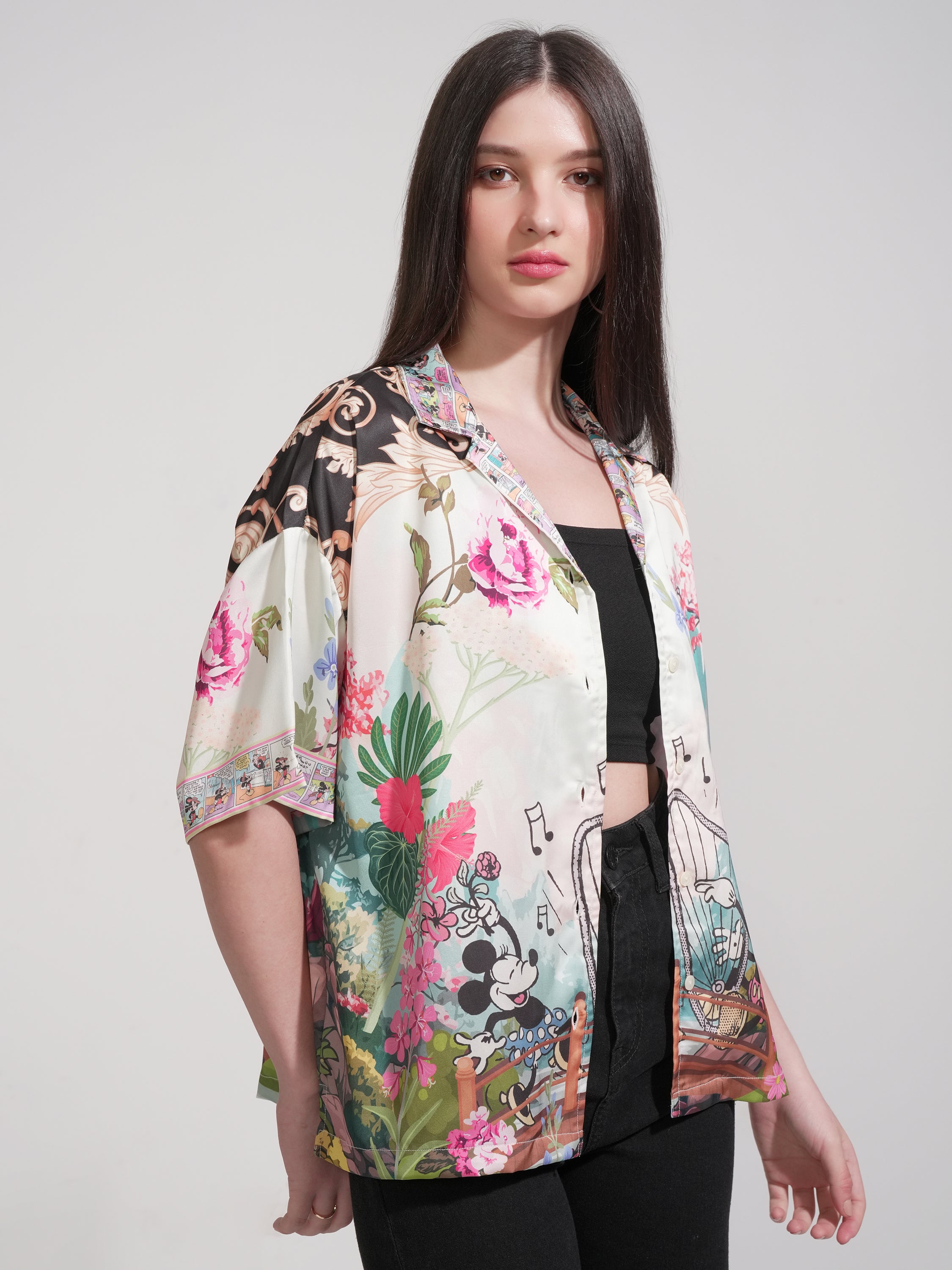 Disney By Tokyo Talkies Women White Mickey And Friends Printed Casual Shirt - White - Image 6