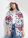 Disney By Tokyo Talkies Women White Mickey Verbiage Printed Casual Shirt - White - Image 1