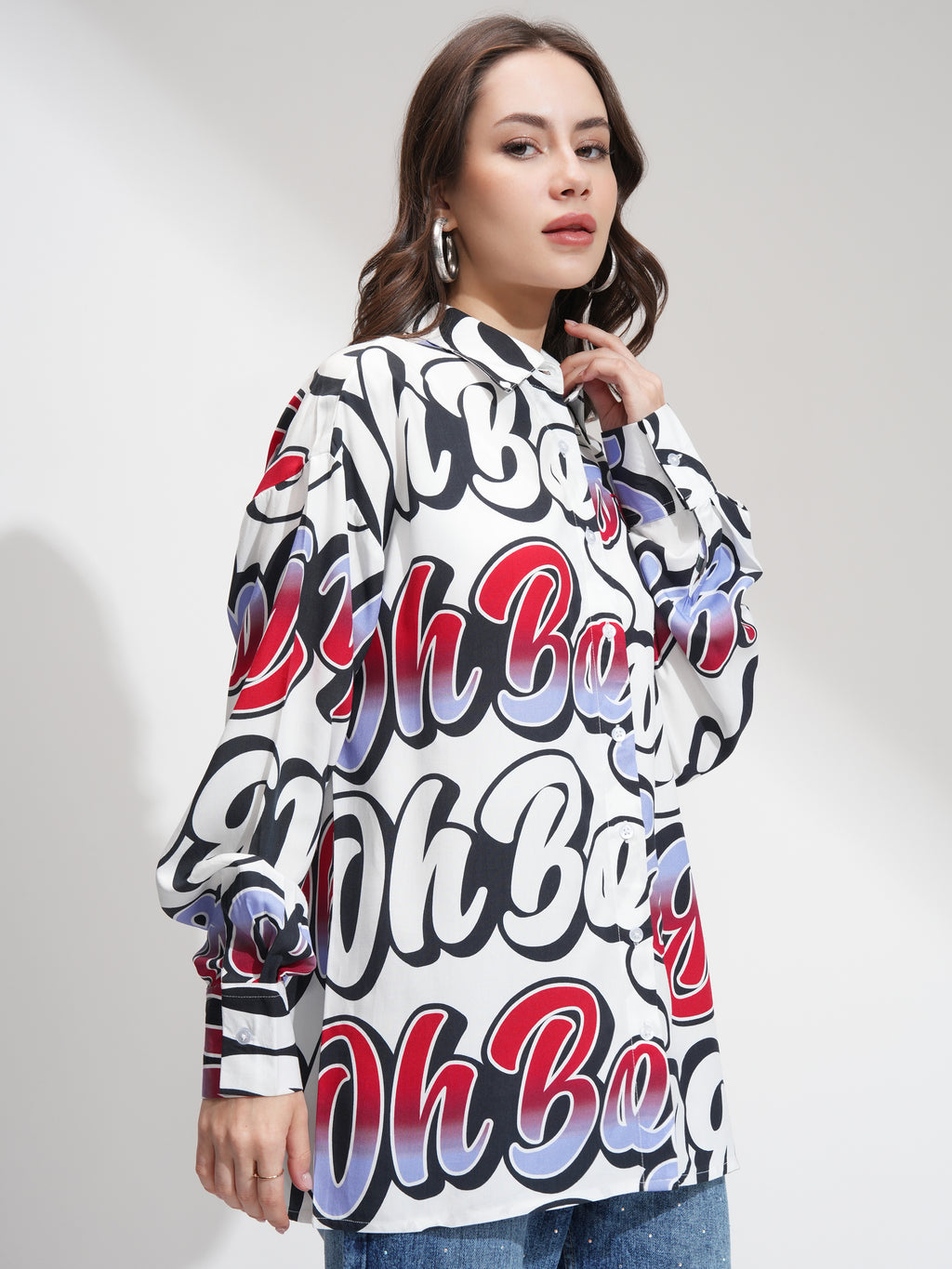 Disney By Tokyo Talkies Women White Mickey Verbiage Printed Casual Shirt - White - Image 6