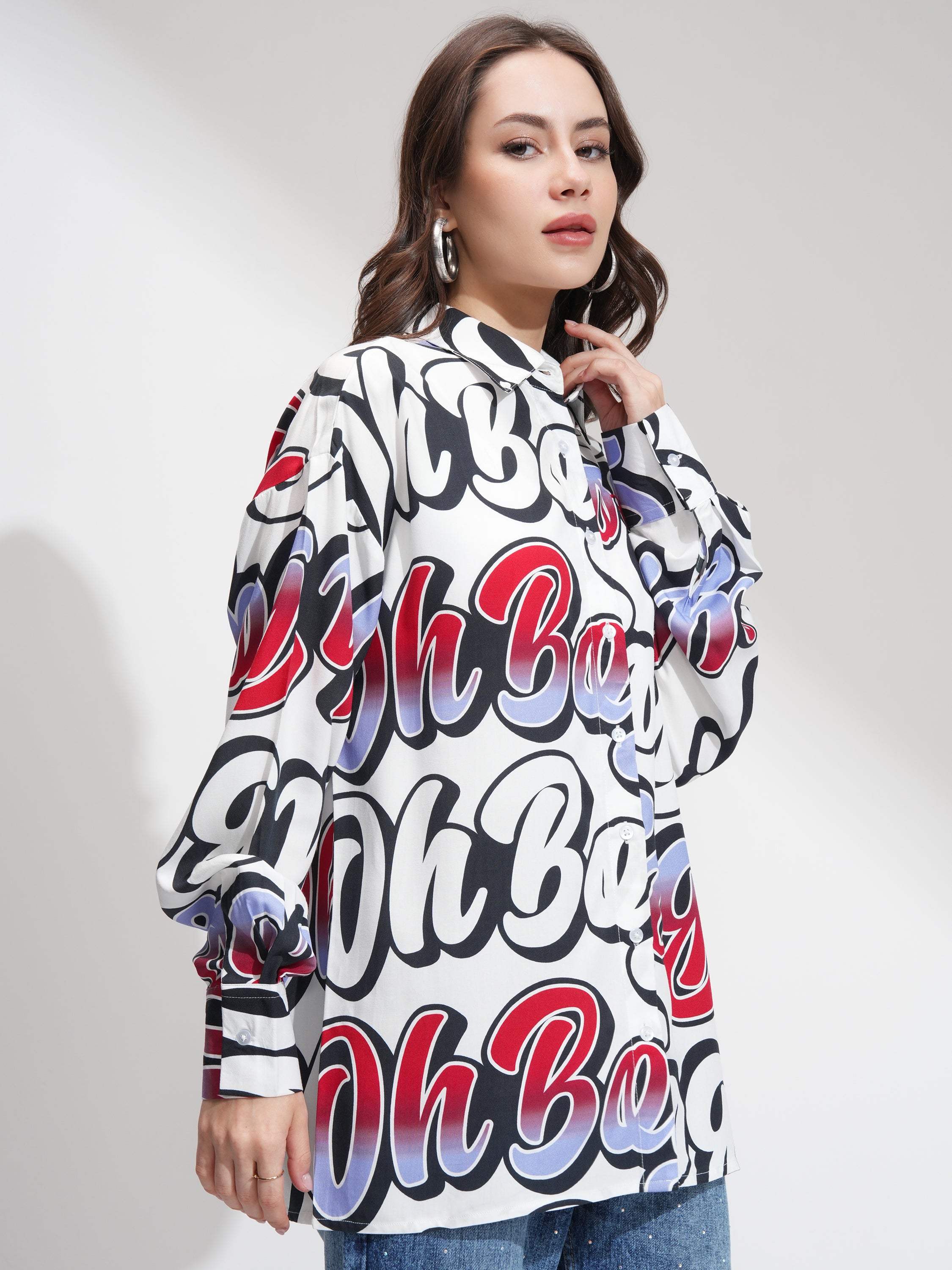 Disney By Tokyo Talkies Women White Mickey Verbiage Printed Casual Shirt - White - Image 6
