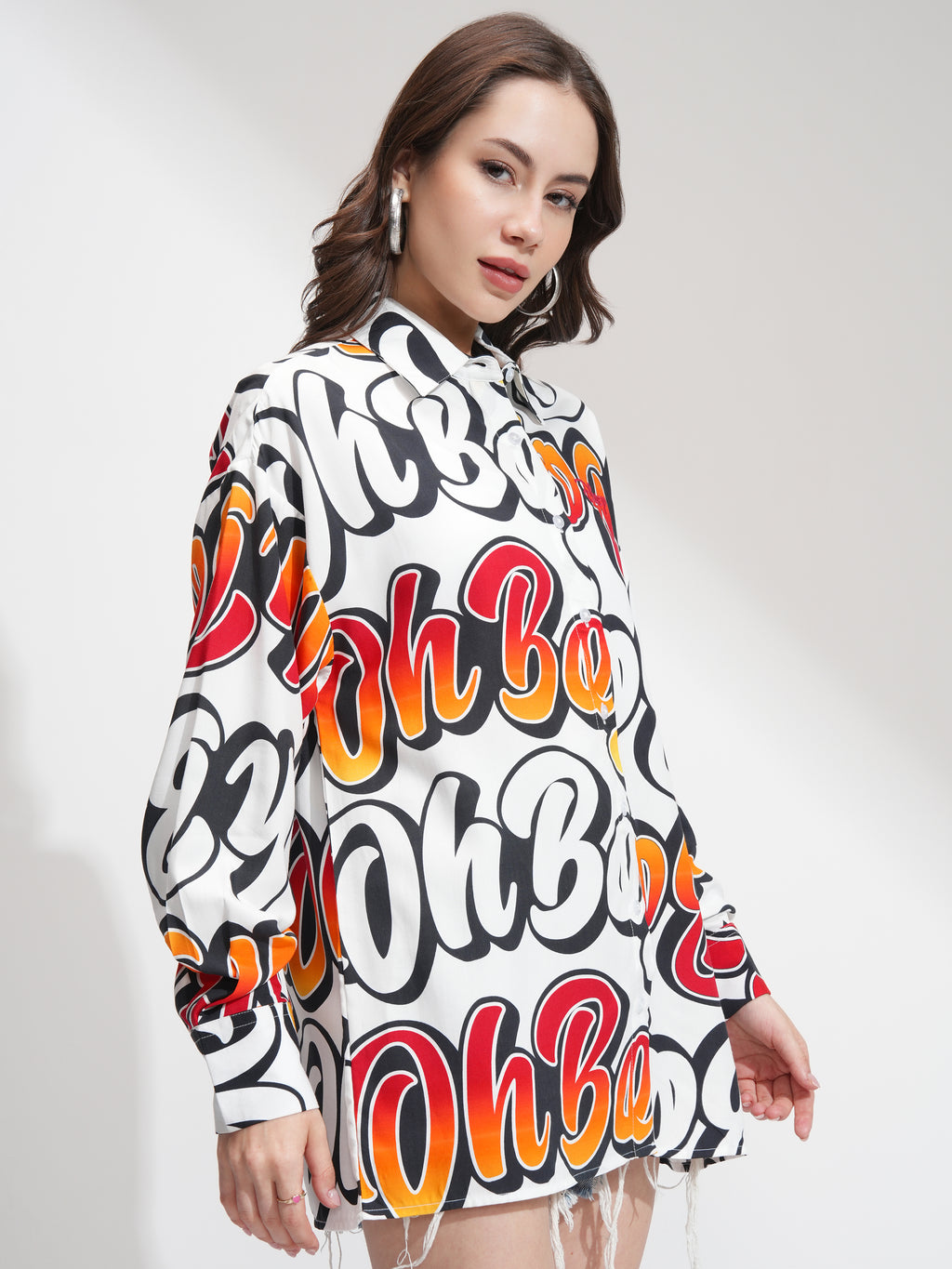 Disney By Tokyo Talkies Women Orange Mickey Verbiage Printed Casual Shirt - Orange - Image 6