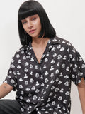 Disney By Tokyo Talkies Women Black Mickey Mouse Printed Casual Shirt - Black - Image 1