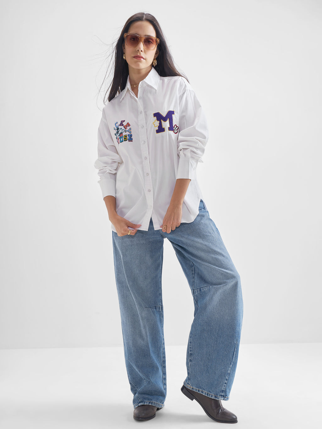 Disney By Tokyo Talkies Women White Mickey Mouse Printed Casual Shirt - White - Image 2