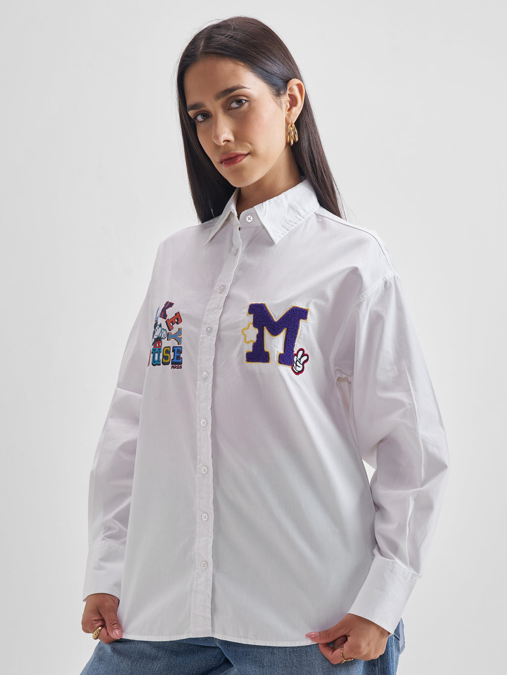 Disney By Tokyo Talkies Women White Mickey Mouse Printed Casual Shirt - White - Image 4