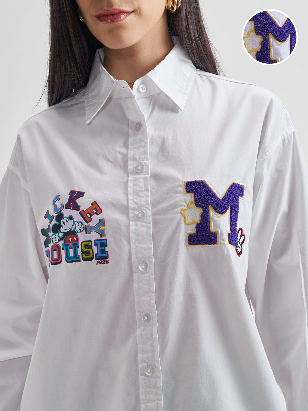 Disney By Tokyo Talkies Women White Mickey Mouse Printed Casual Shirt - White - Image 5