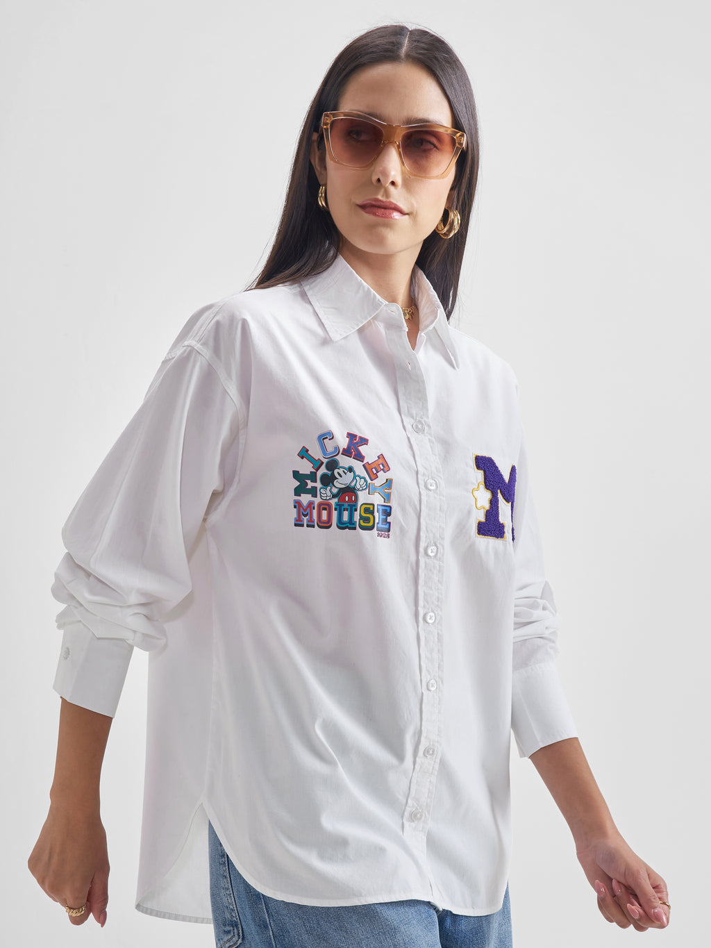 Disney By Tokyo Talkies Women White Mickey Mouse Printed Casual Shirt - White - Image 6