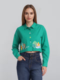 Disney By ESPYR By Tokyo Talkies Women Green Winnie The Pooh Printed Casual Shirt - Green - Image 1