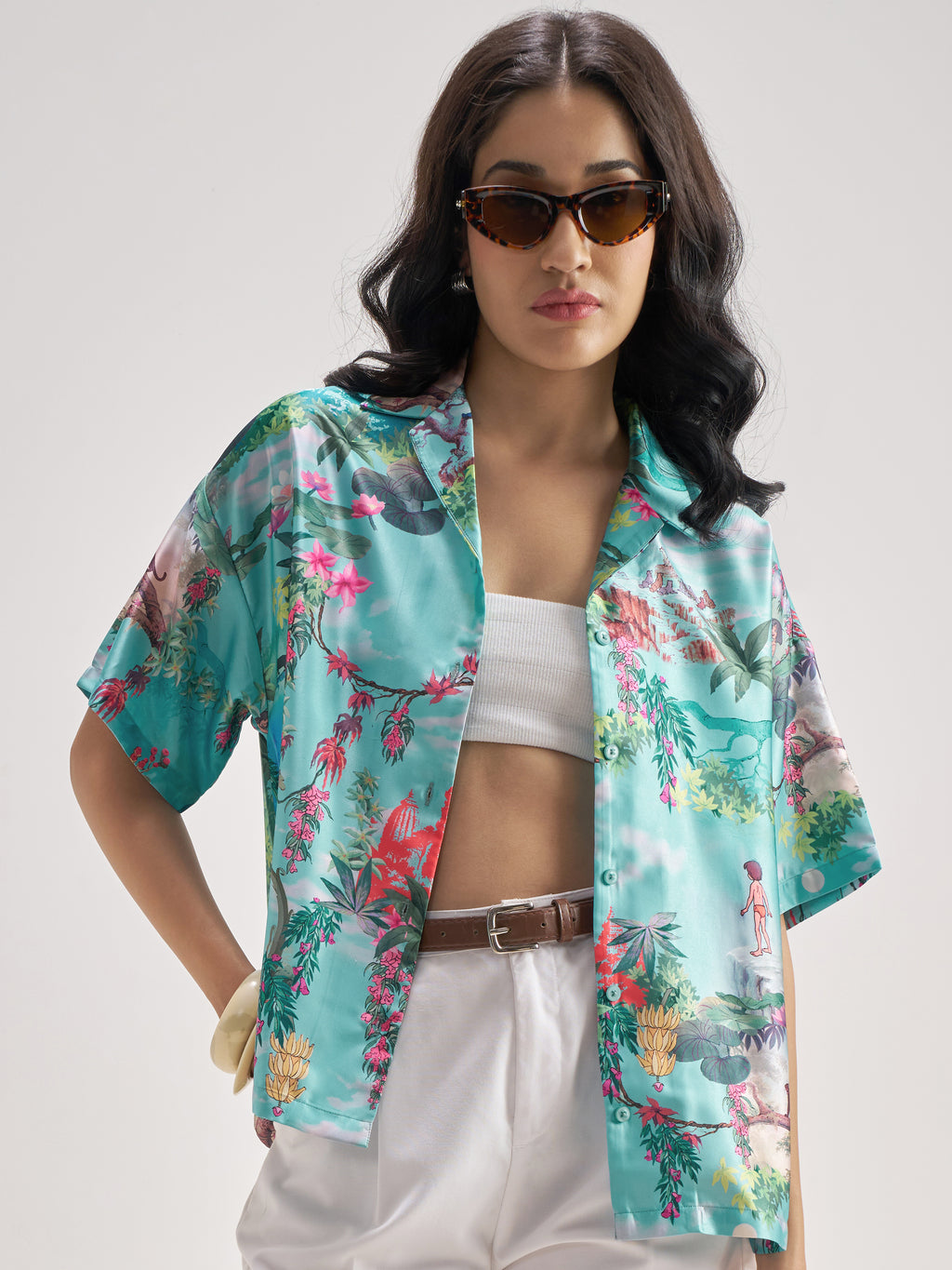 Disney By Tokyo Talkies Women Blue The Jungle Book Printed Casual Shirt - Blue - Image 1