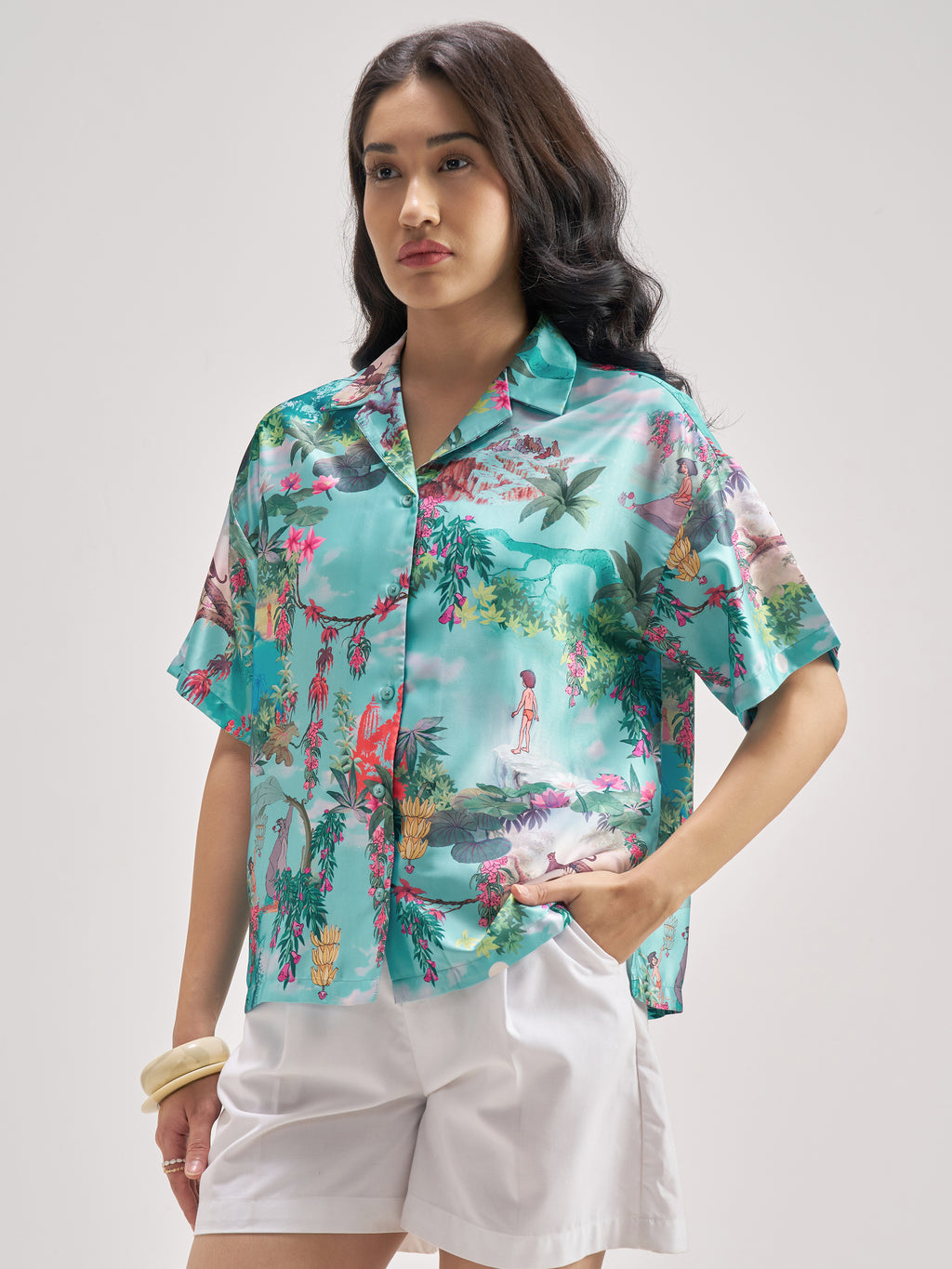 Disney By Tokyo Talkies Women Blue The Jungle Book Printed Casual Shirt - Blue - Image 4