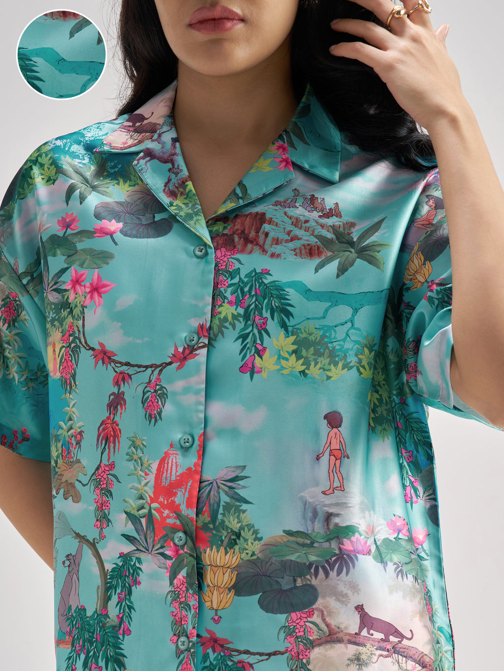 Disney By Tokyo Talkies Women Blue The Jungle Book Printed Casual Shirt - Blue - Image 5