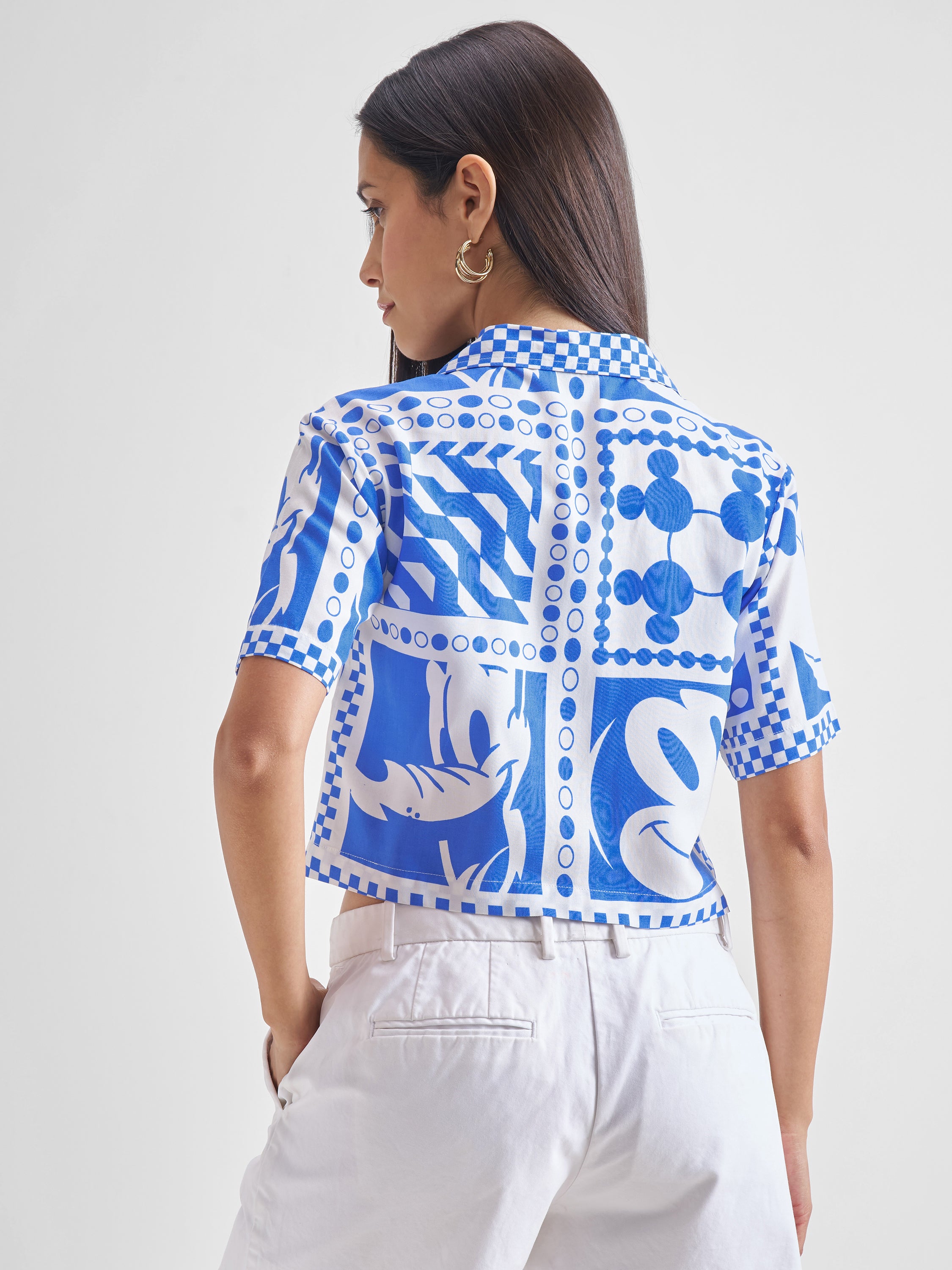 Disney By Tokyo Talkies Women White Mickey And Friends Printed Casual Shirt - White - Image 3