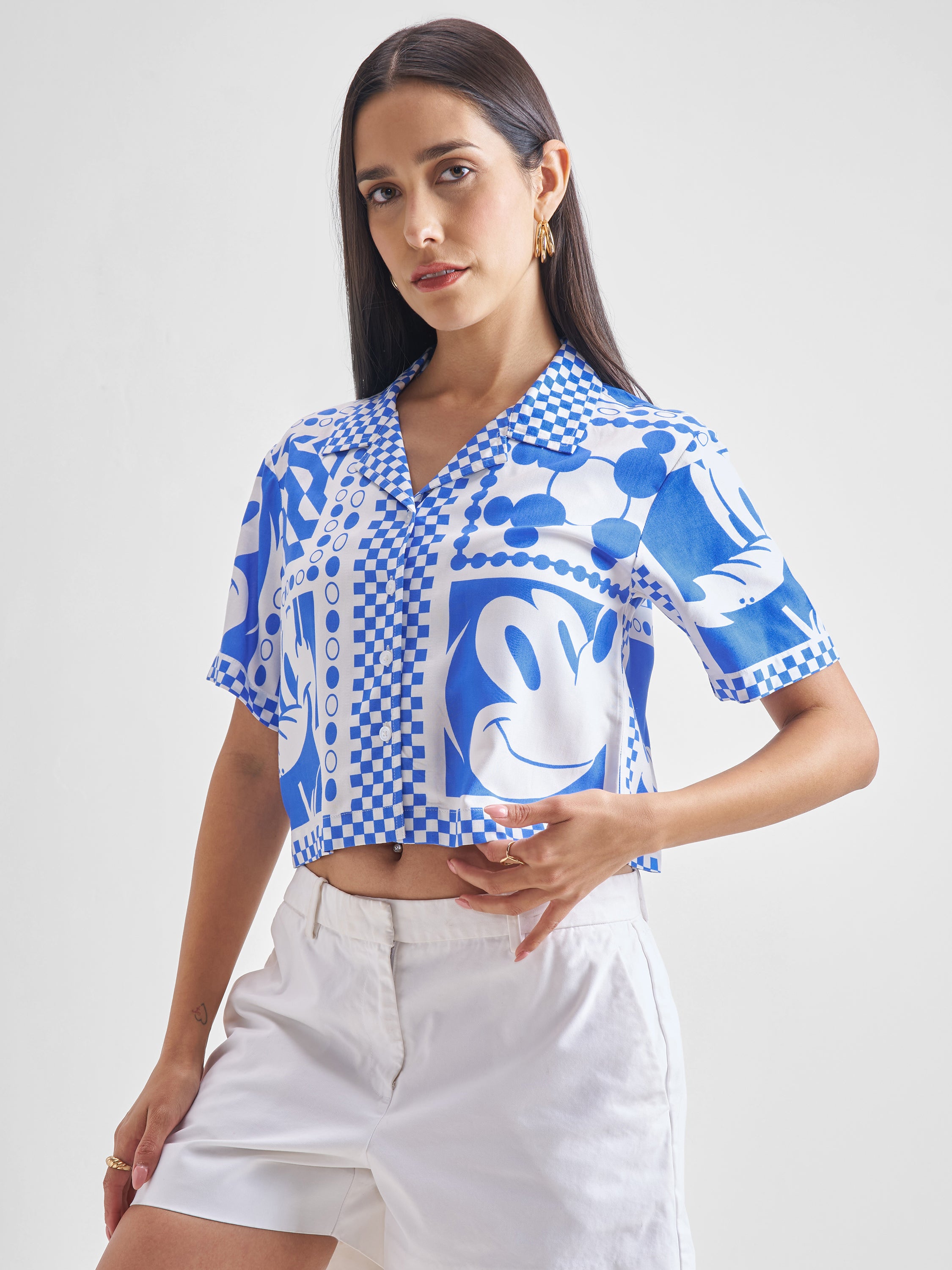 Disney By Tokyo Talkies Women White Mickey And Friends Printed Casual Shirt - White - Image 4