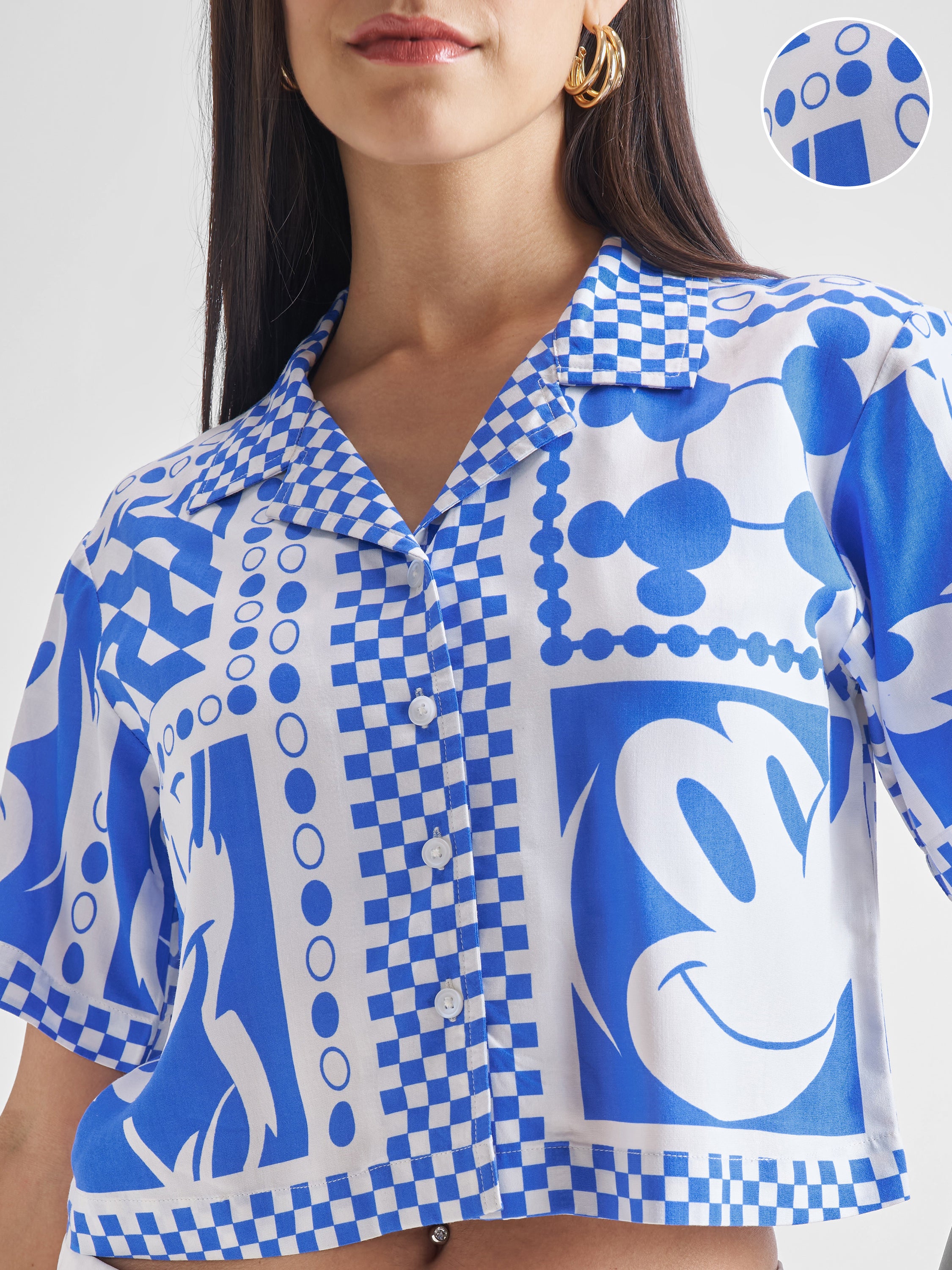 Disney By Tokyo Talkies Women White Mickey And Friends Printed Casual Shirt - White - Image 5