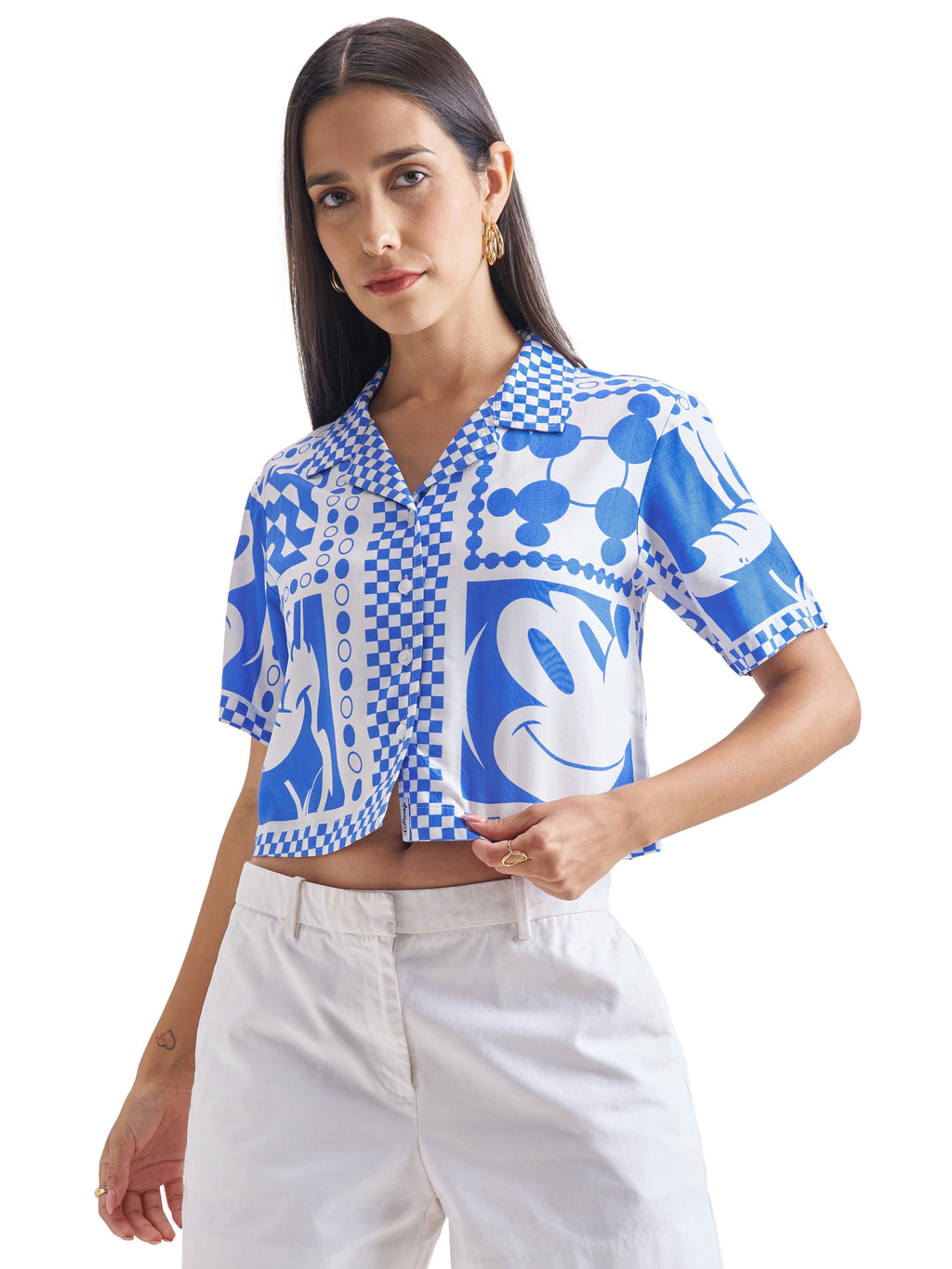 Disney By Tokyo Talkies Women White Mickey And Friends Printed Casual Shirt - White - Image 7