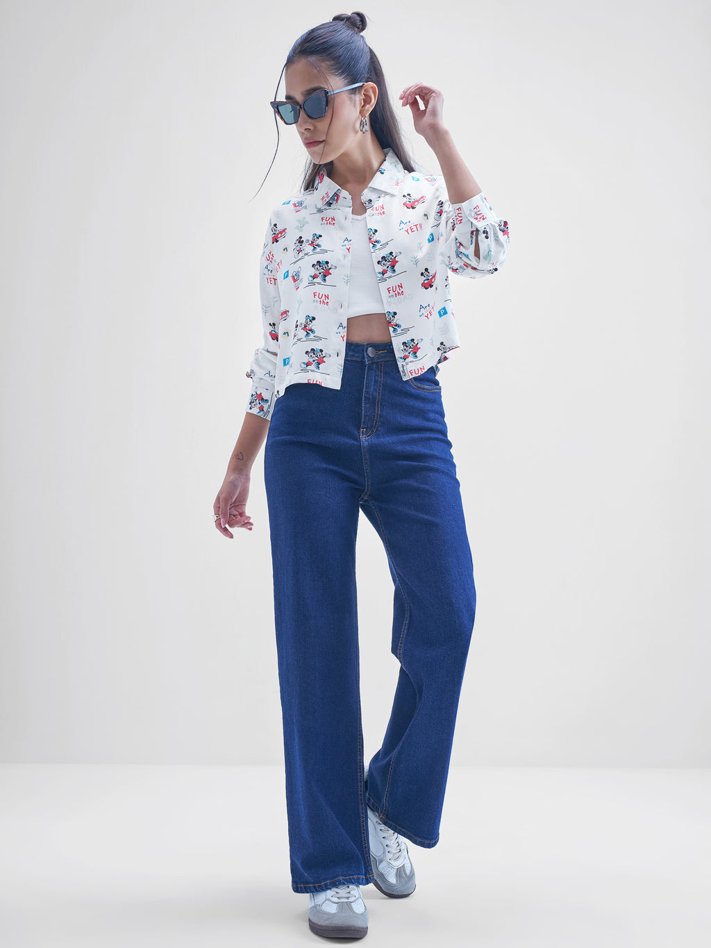 Disney By Tokyo Talkies Women White Mickey And Minnie Mouse Printed casual shirts - White - Image 2