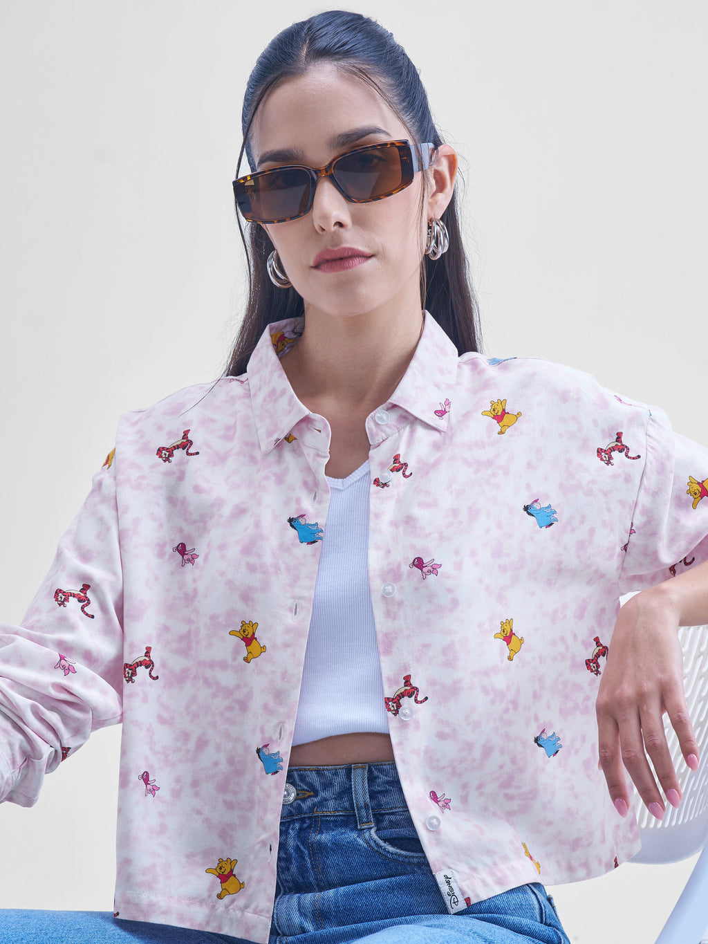 Disney By Tokyo Talkies Women White Winnie The Pooh Printed casual shirts - White - Image 1