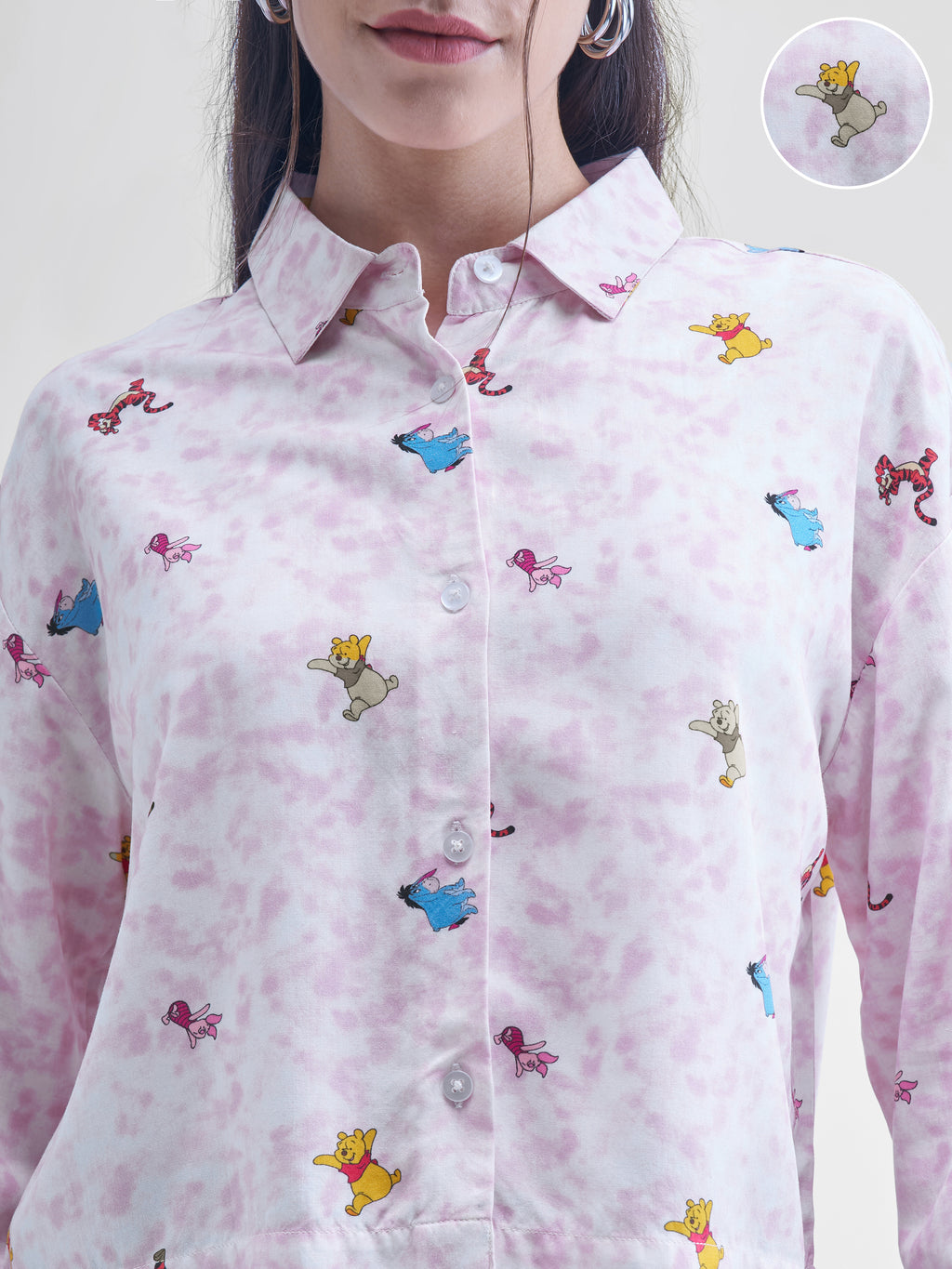 Disney By Tokyo Talkies Women White Winnie The Pooh Printed casual shirts - White - Image 5