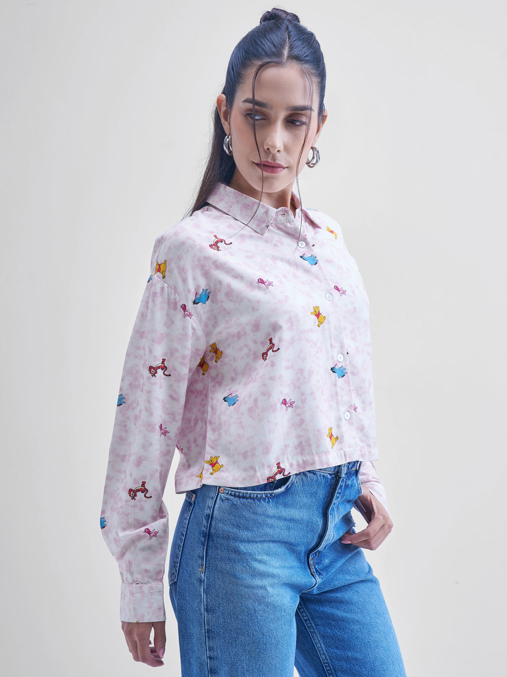Disney By Tokyo Talkies Women White Winnie The Pooh Printed casual shirts - White - Image 6