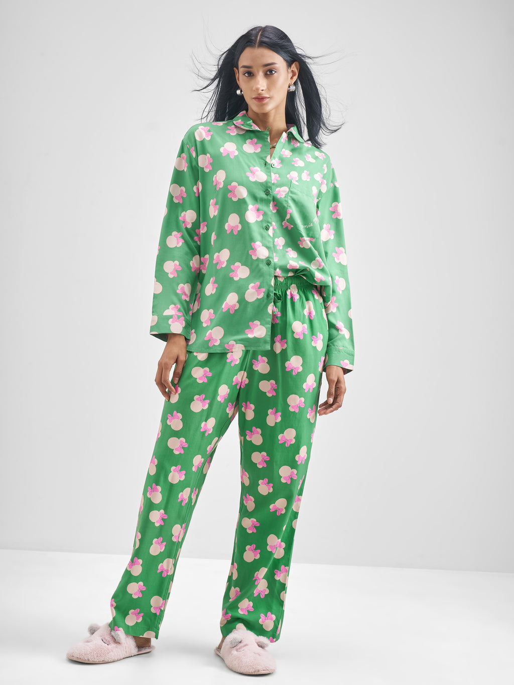 Disney By Tokyo Talkies Women Green Minnie Mouse Printed Casual Shirt - Green - Image 2