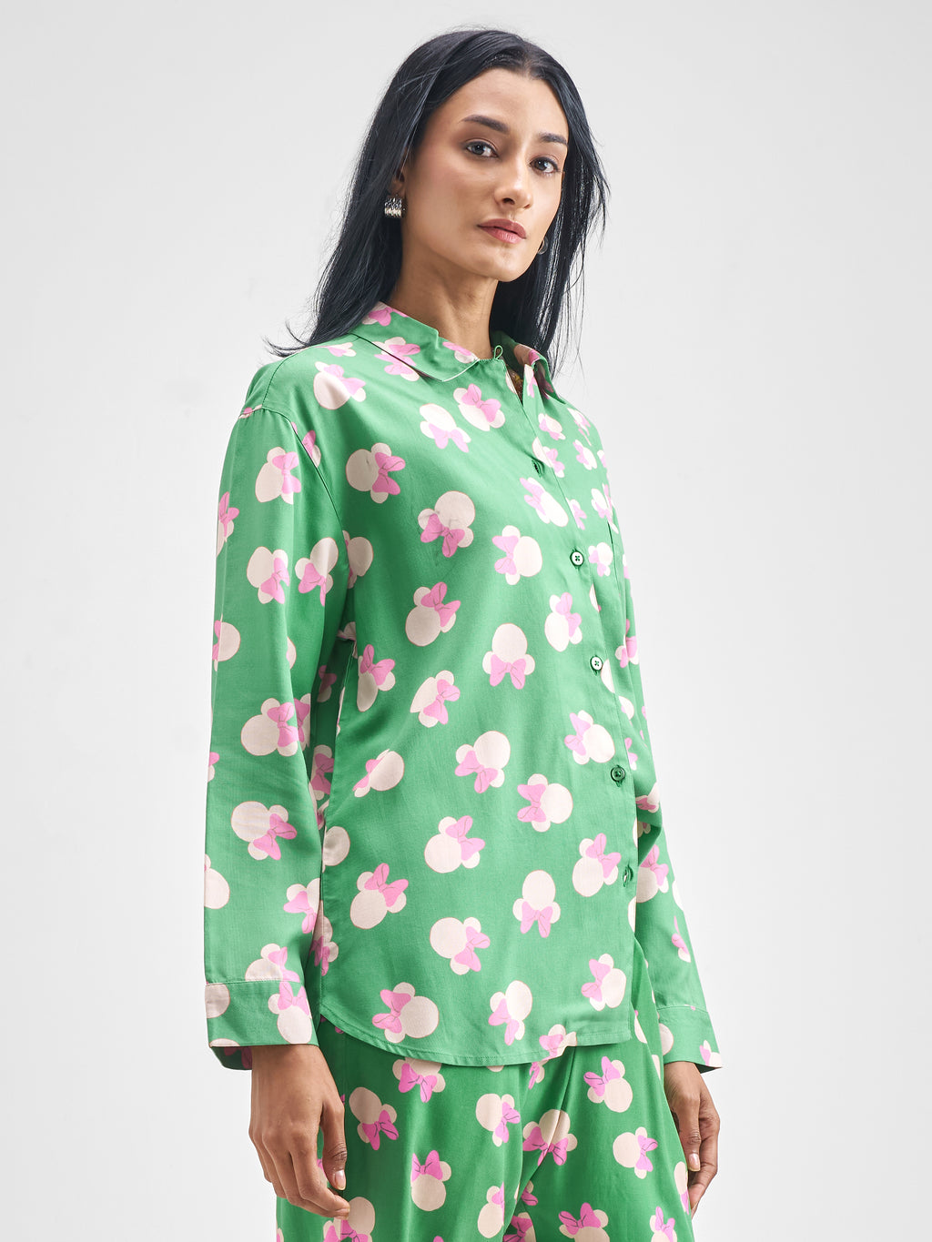 Disney By Tokyo Talkies Women Green Minnie Mouse Printed Casual Shirt - Green - Image 6
