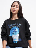 Disney By Tokyo Talkies Women Black Inside Out Printed Pullover Round Neck Sweatshirt - Black - Image 1