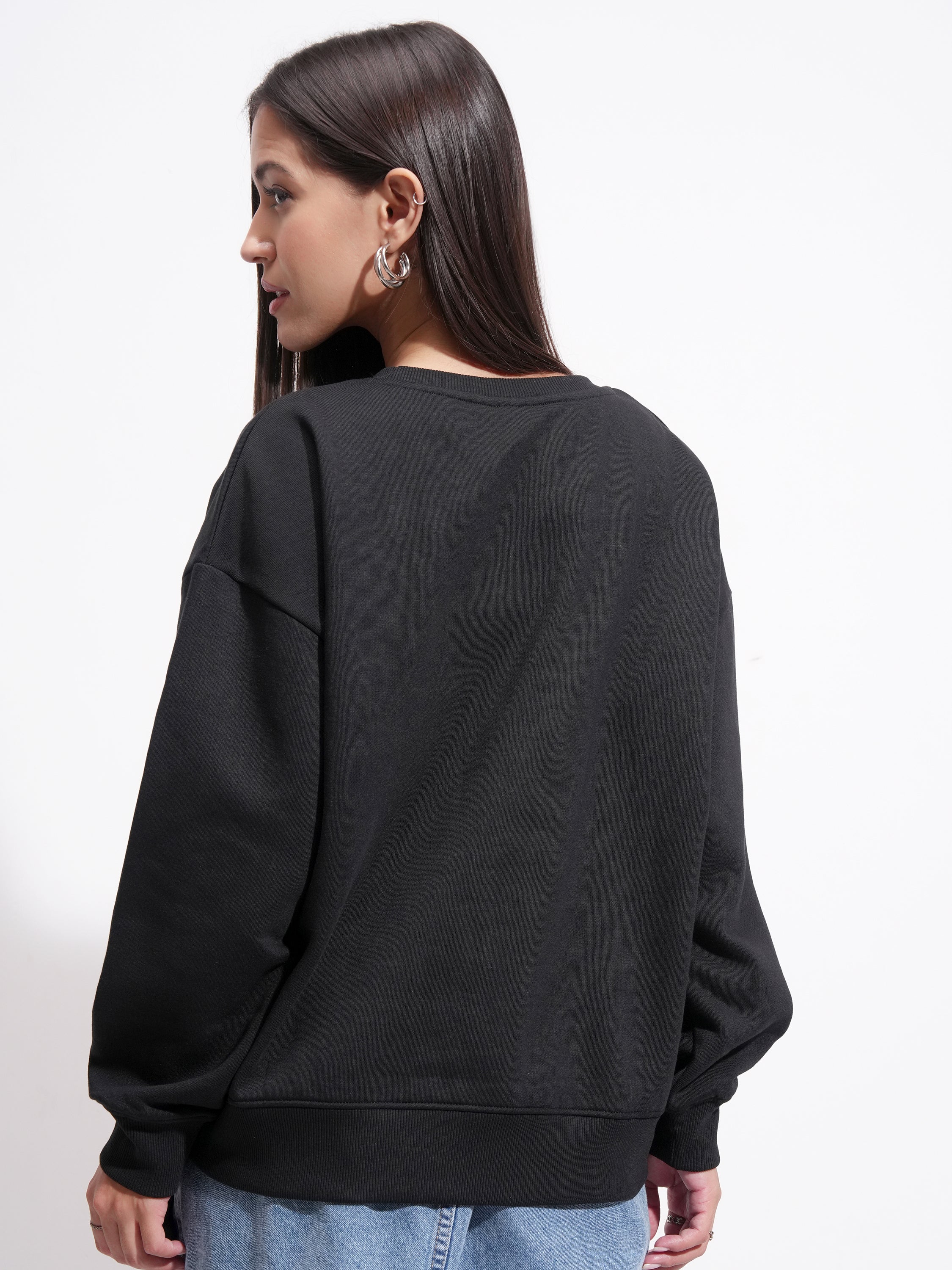 Disney By Tokyo Talkies Women Black Inside Out Printed Pullover Round Neck Sweatshirt - Black - Image 3