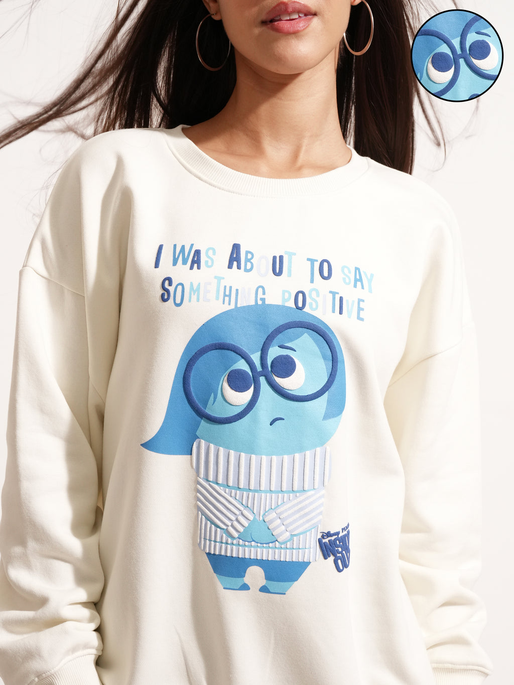 Disney By Tokyo Talkies Women White Inside Out Printed Pullover Round Neck Sweatshirt - White - Image 5