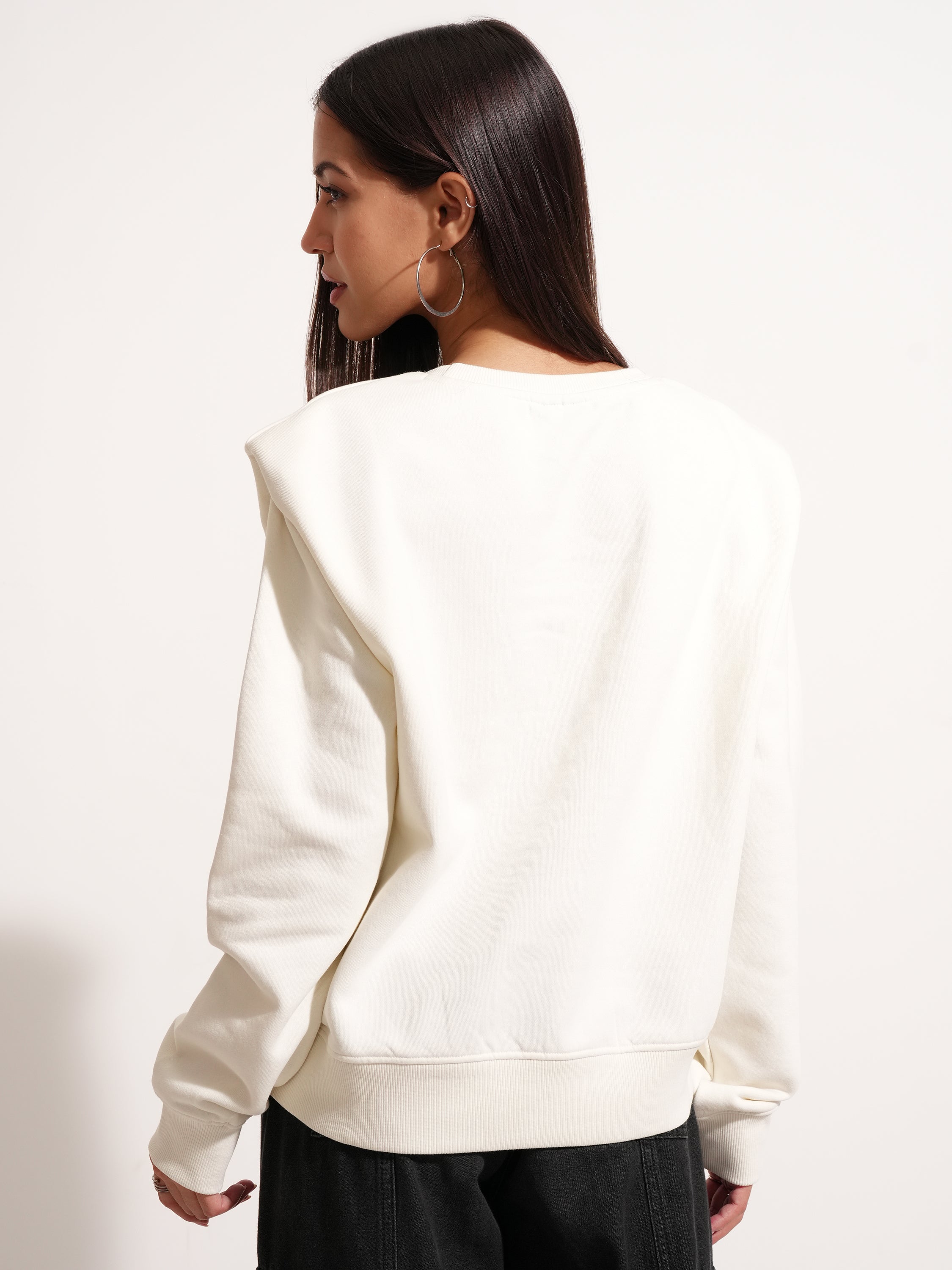 Disney By Tokyo Talkies Women White Bambi Printed Pullover Round Neck Sweatshirt - White - Image 3