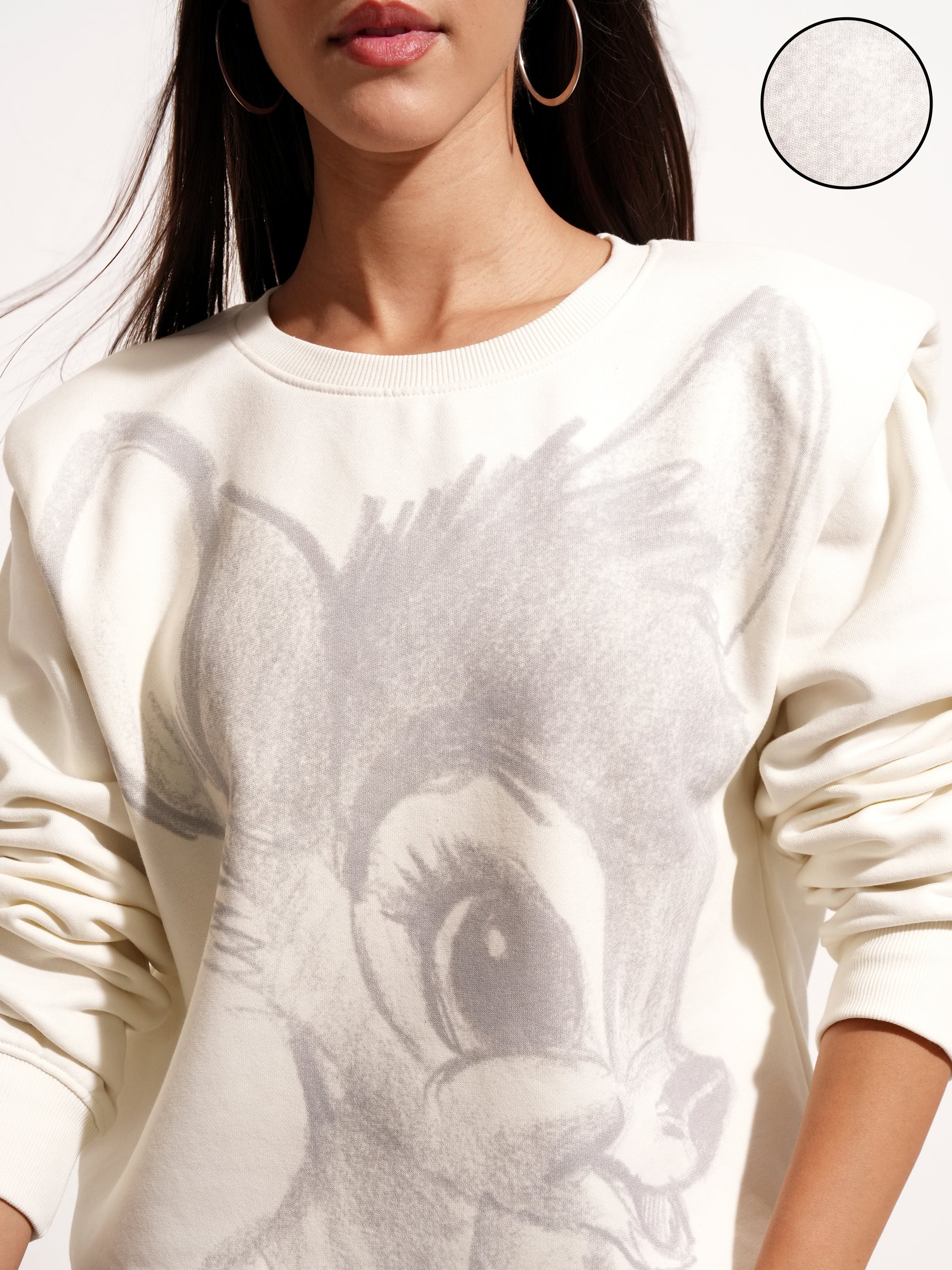 Disney By Tokyo Talkies Women White Bambi Printed Pullover Round Neck Sweatshirt - White - Image 5