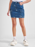 Disney By Tokyo Talkies Women Blue Mickey Mouse Mini Skirt