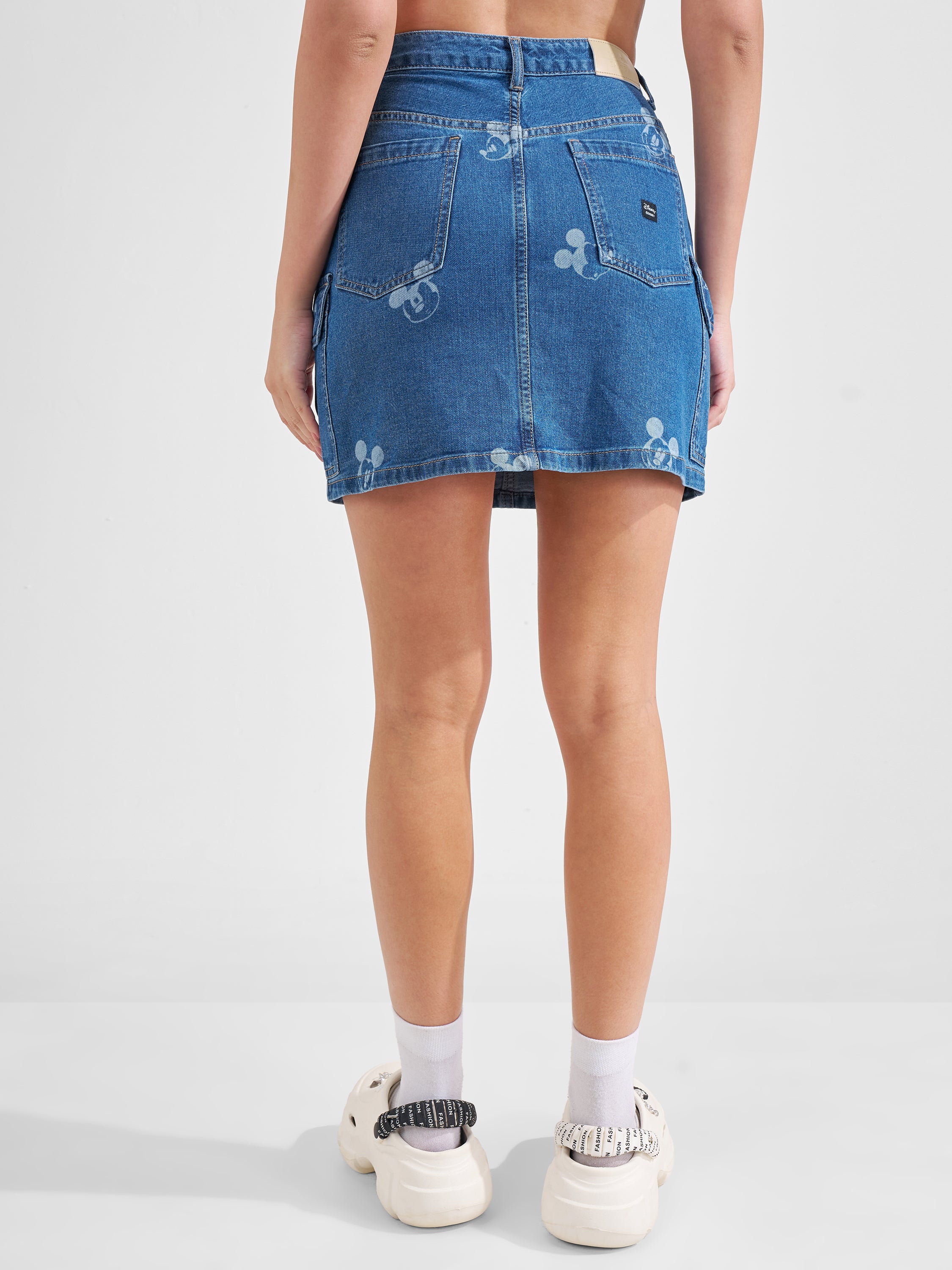 Disney By Tokyo Talkies Women Blue Mickey Mouse Mini Skirt