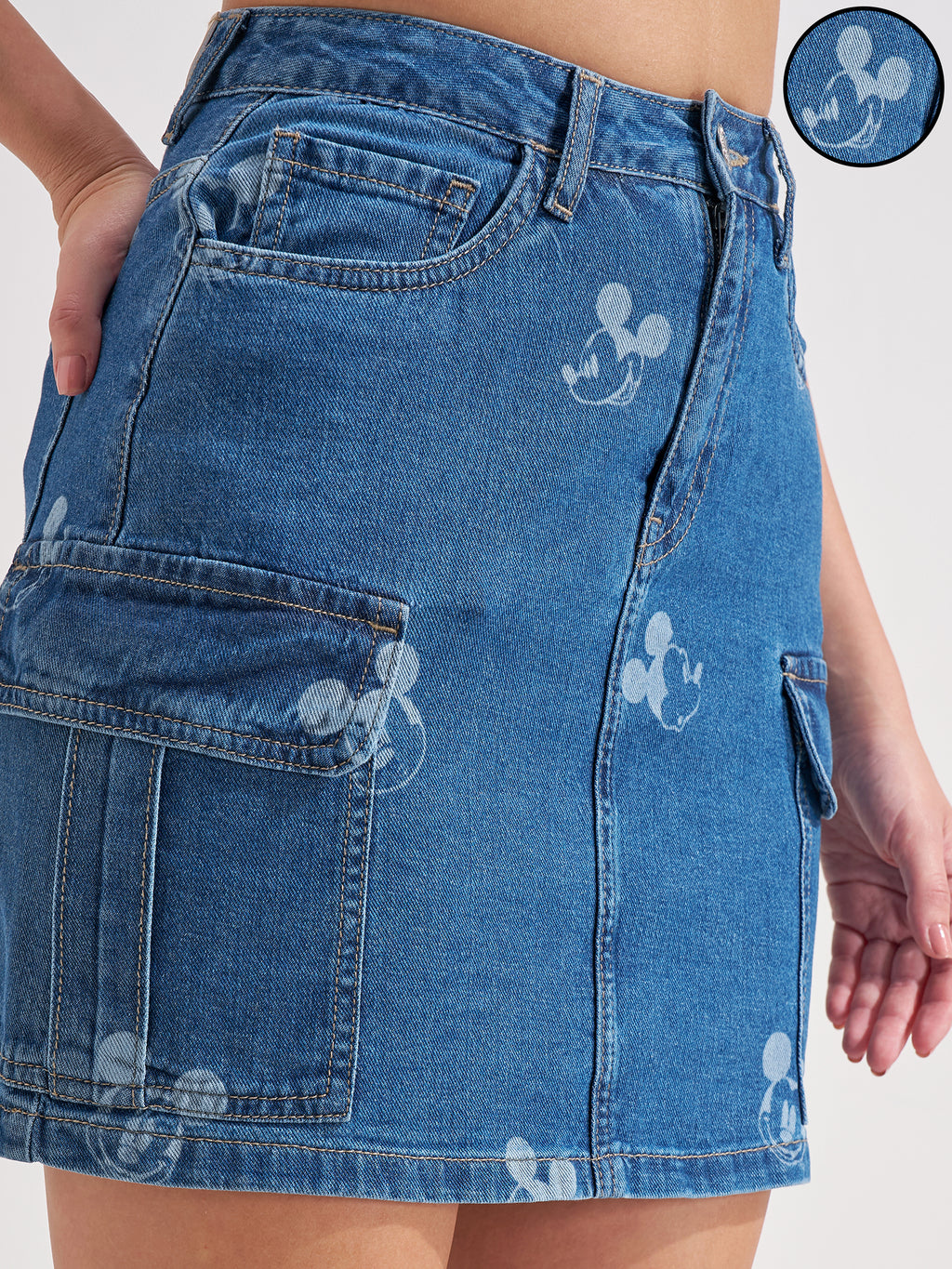 Disney By Tokyo Talkies Women Blue Mickey Mouse Mini Skirt
