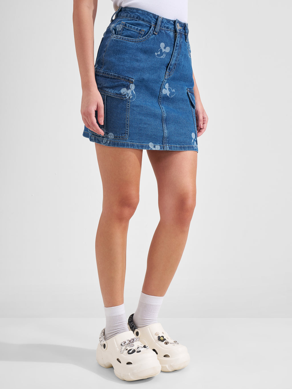 Disney By Tokyo Talkies Women Blue Mickey Mouse Mini Skirt