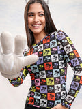 Disney By Tokyo Talkies Women Black Mickey Mouse Printed Fitted Top - Black - Image 1