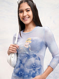 Disney By Tokyo Talkies Women Blue Cinderella Printed Fitted Top - Blue - Image 1