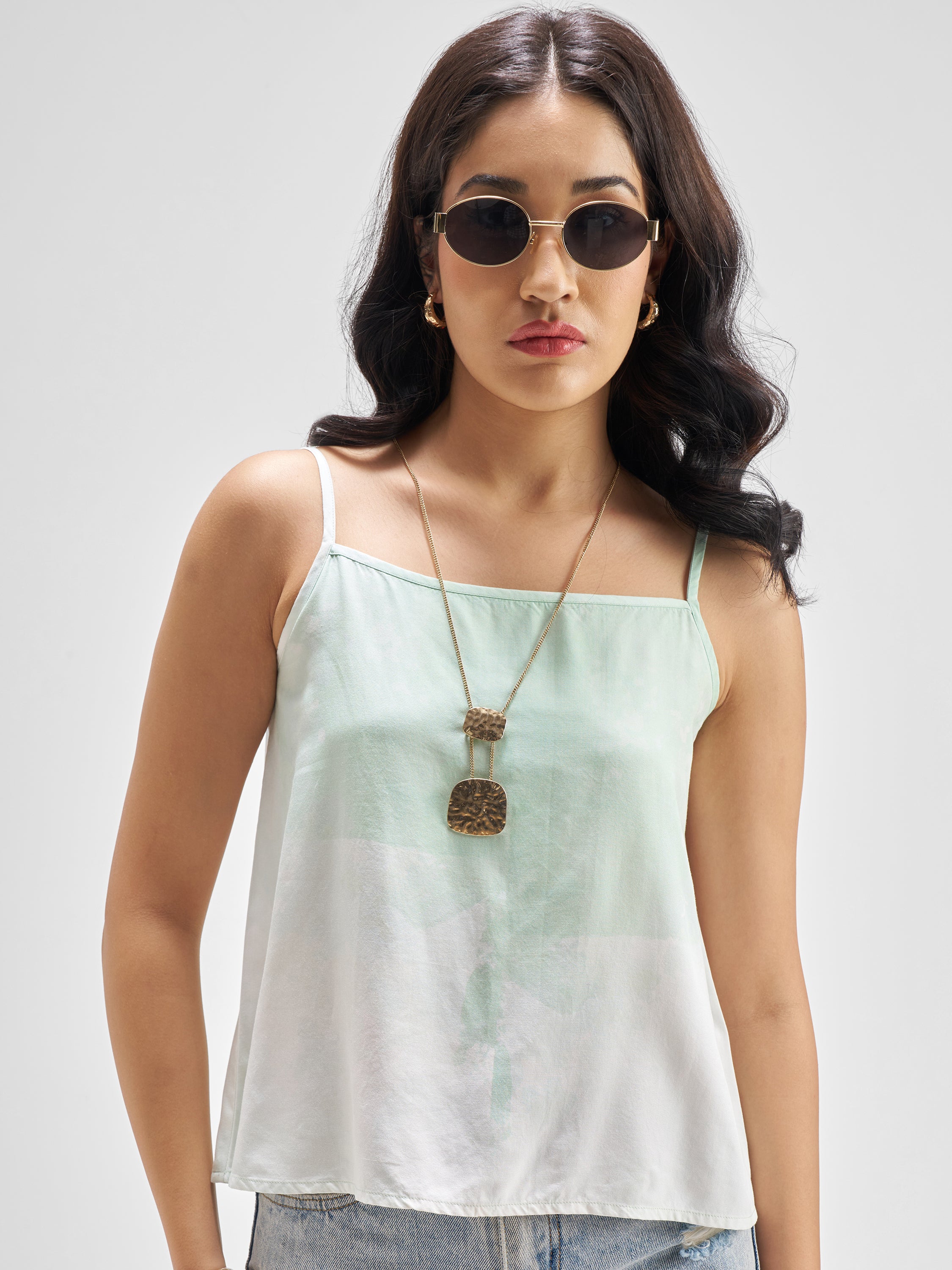 Disney By Tokyo Talkies Women Green Mickey Mouse Printed Regular Top - Green - Image 1