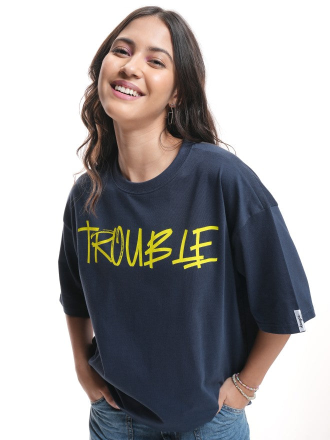 Disney By Tokyo Talkies Women Navy Blue Stitch Printed Round Neck T-Shirt - Navy Blue - Image 3