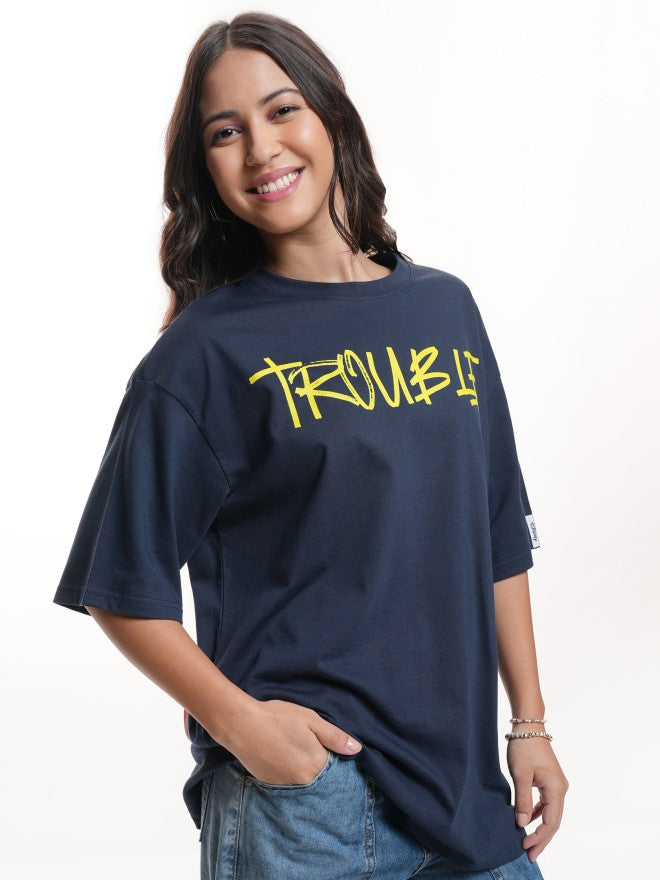 Disney By Tokyo Talkies Women Navy Blue Stitch Printed Round Neck T-Shirt - Navy Blue - Image 6